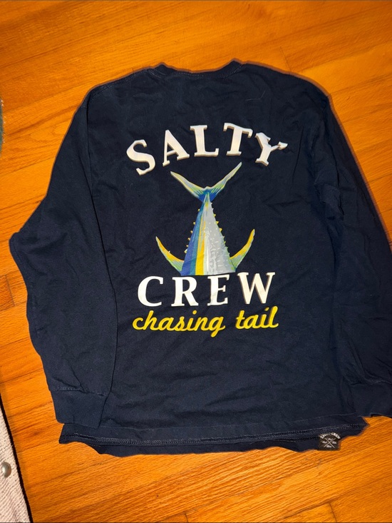 Salty Crew Other - Men’s Salty Crew Navy Long Sleeve 'Chasing Tail' Tee with Colorful Fish Tail
